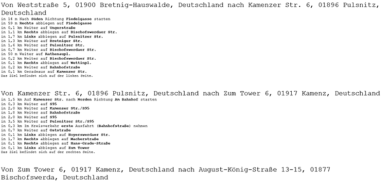 Routenbeschreibung als Ausdruck